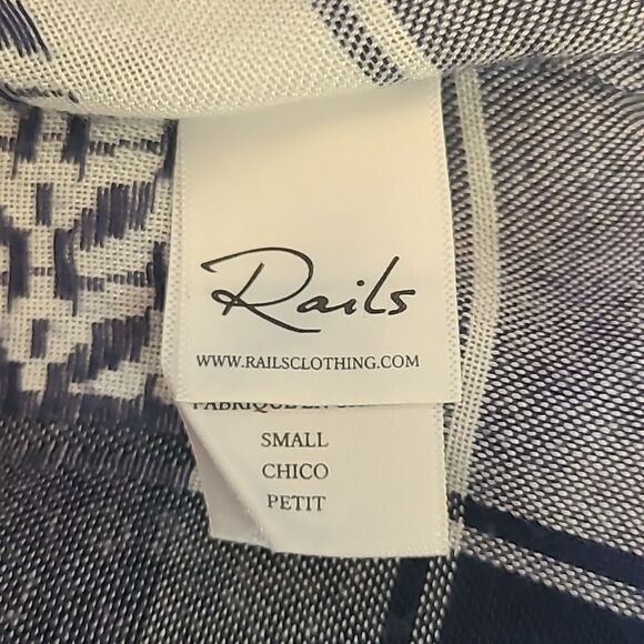 Rails x Anthropologie LILY YARN-DYED Jacquard Blue & White Plaid Top Size S - Picture 11 of 15